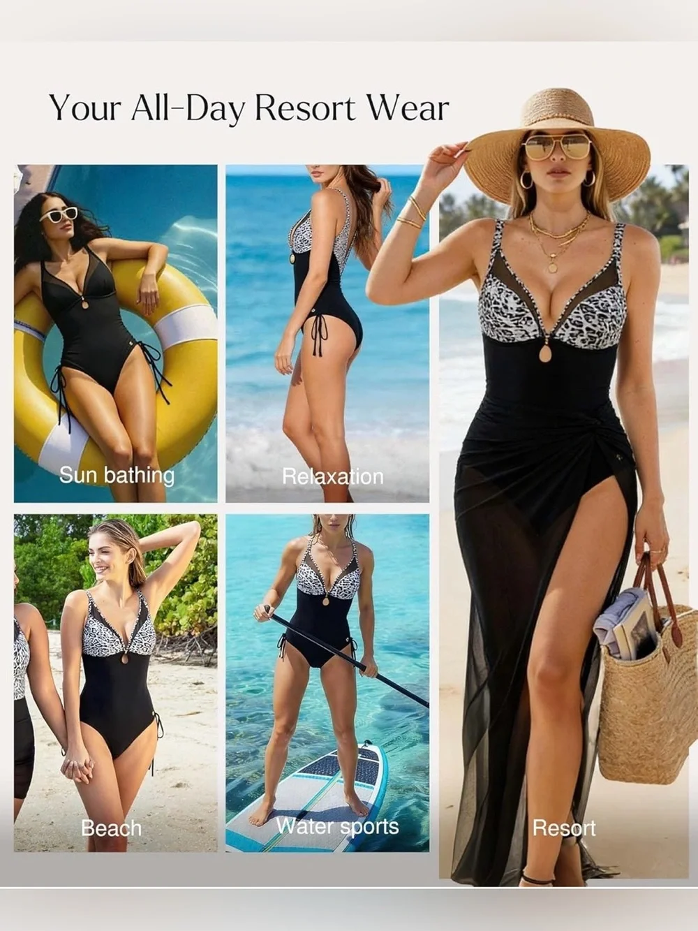 Popilush Women’s Bathing Suit Tummy Control Shapewear Swimsuit Mesh Built-in Bra